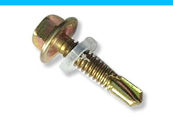 A self drilling screw made from steel with yellow zinc finish